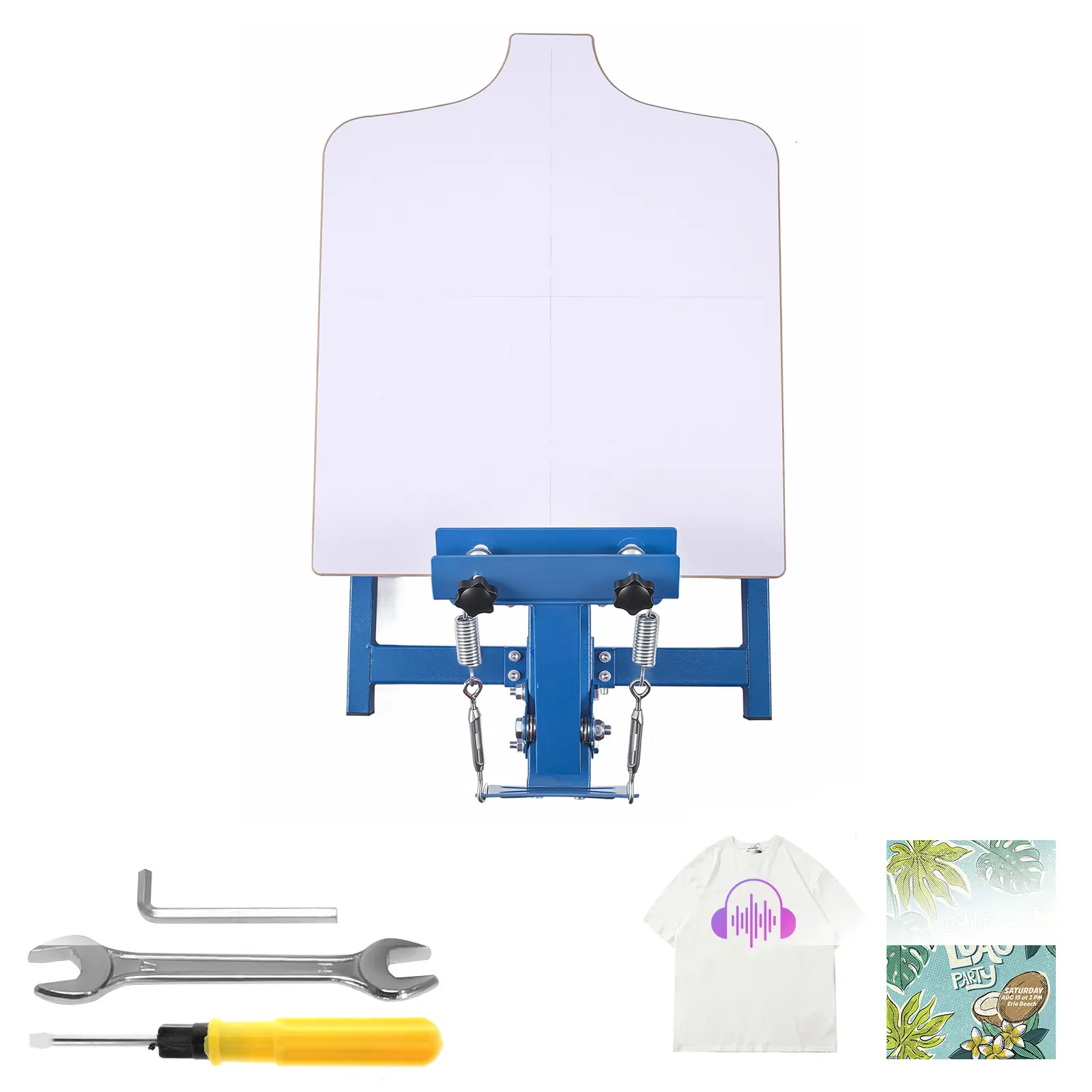 Screen Printing Machine 1 Color 1 Station Silk Screen Printing Press, 21.3 x 17.7 in Platen, Adjustable Tension, Powder-Coated Carbon Steel, for T-shirt Clothing DIY, Home and Commercial Use