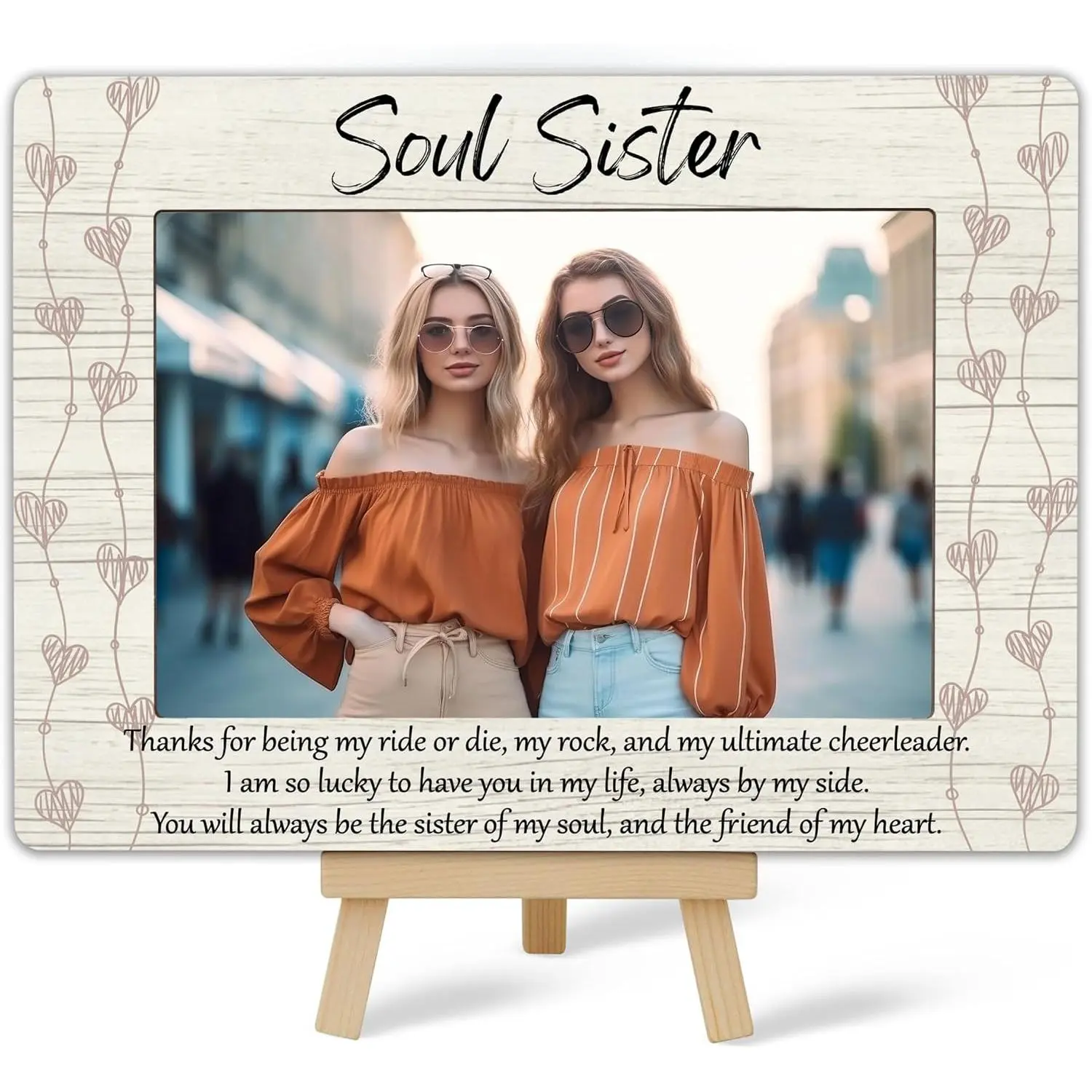 Picture Frames 4x6, Thank You Sister Gifts Wooden Picture Frame Desk Table Decor, Birthday Sentimental Gifts for   Bestie Sister (A02)