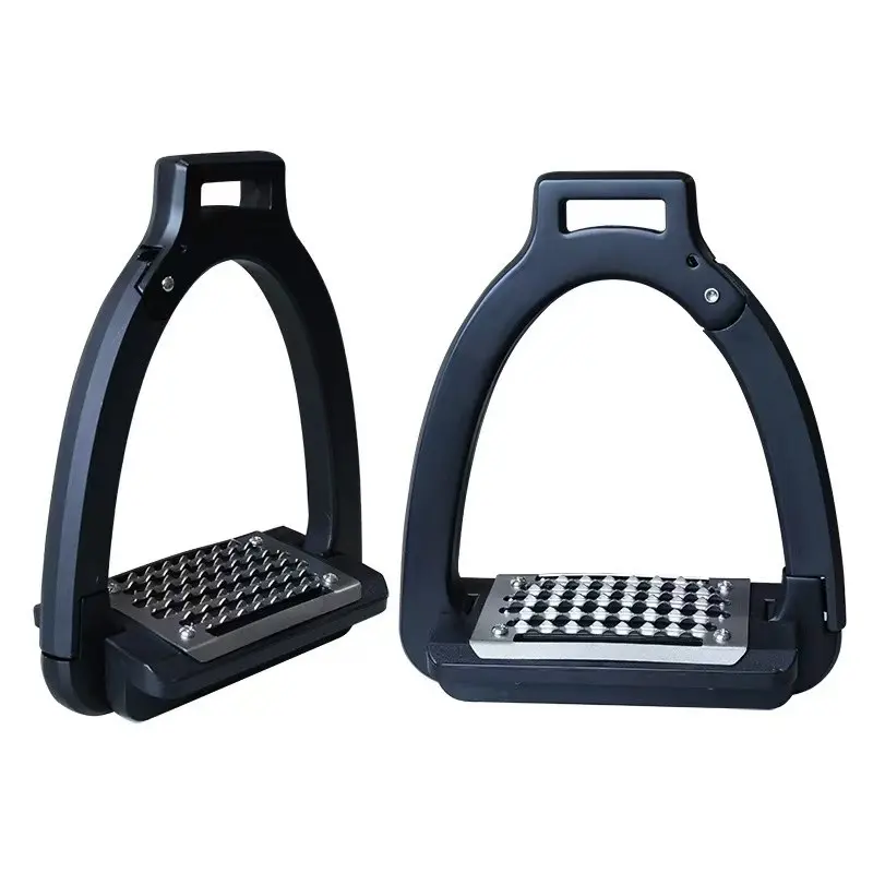 Aluminum Alloy Horse Stirrups, Side Open Safety Design, Anti-Fall, Nylon Pa6 Foot Pad, 304 Stainless Steel, Non-Slip Riding Gear