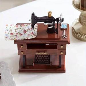 vintage sewing machine design music box, 1 count retro sewing machine music box, home decor ornament, ideal gift for birthday & christmas, interior decor