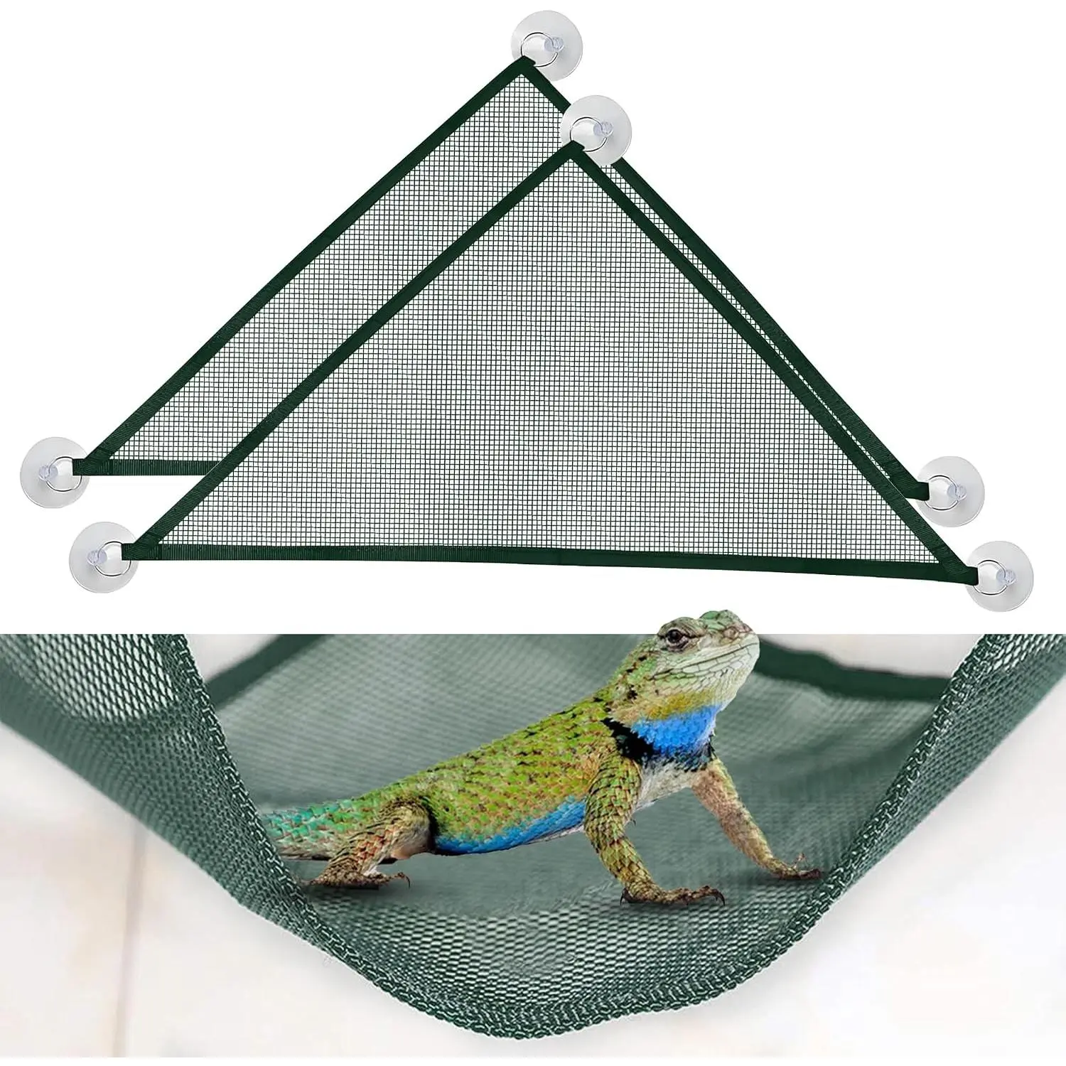 2 count Bearded Dragon Lizard Hammock, Geckos Hammock, Breathable Mesh Reptile Hammock, Suitable for Large & Small Bearded Dragons Anole Geckos Lizards or Snakes(Green)