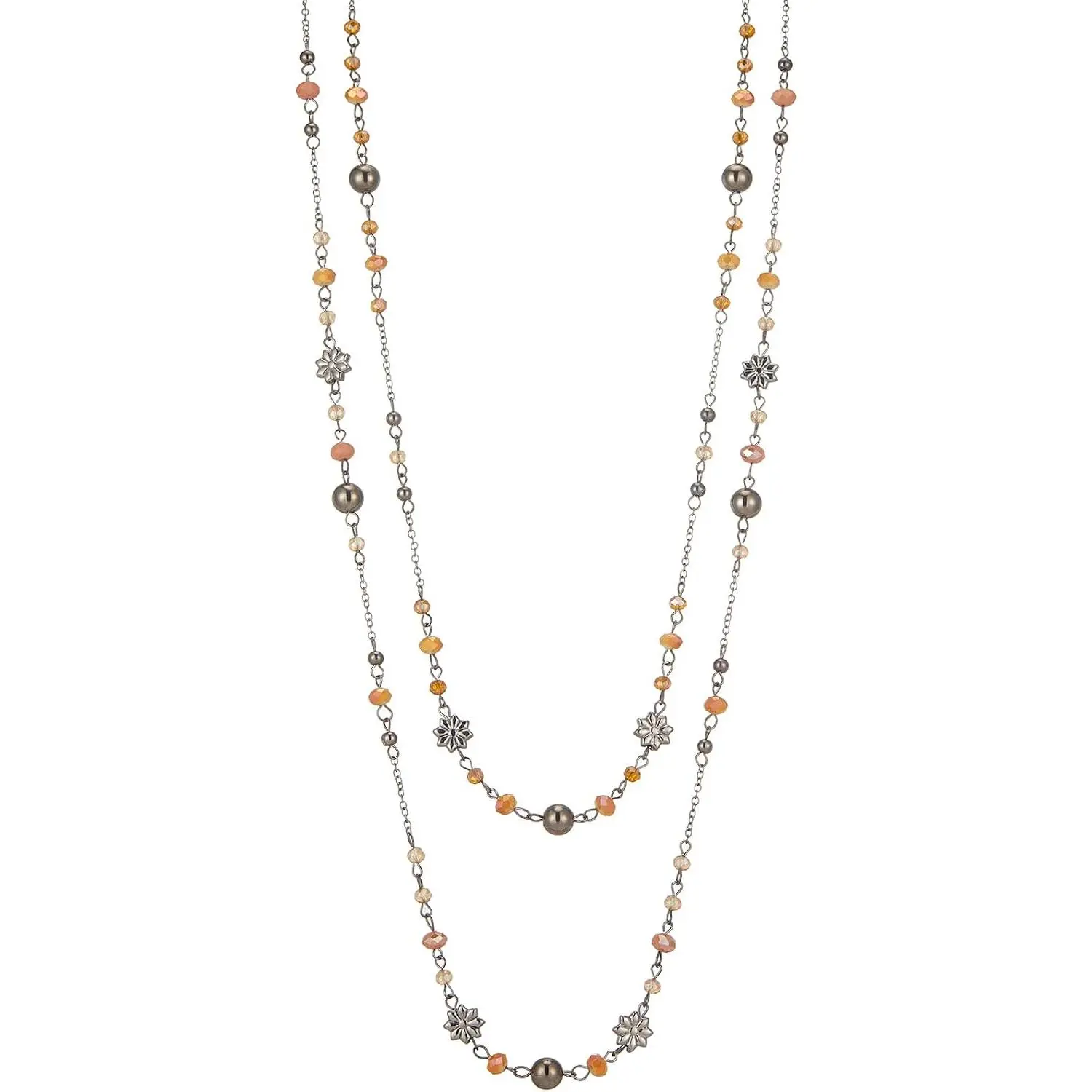 Layered Long Necklaces for Women  Black Beaded Necklace  Flower Costume  Birthday Gifts for Women
