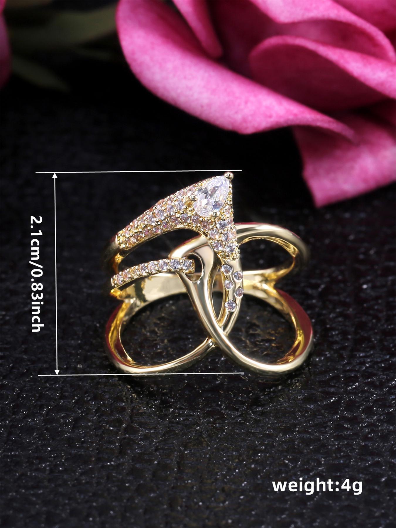 Elegant Rhinestone Decorated Ring, Jewelry Open Ring, Fashion Accessories for Women, Trendy Accessories for Party and Daily Life, All-match & Exquisite Jewelry for Birthday Gift