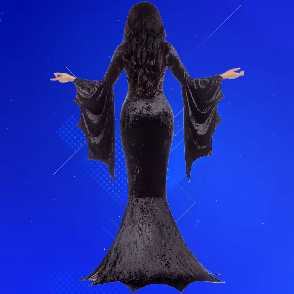 Gothic Bat Witch Ghost Bride Long Dress Halloween Vampire Cosplay Outfit For Costume Party Show