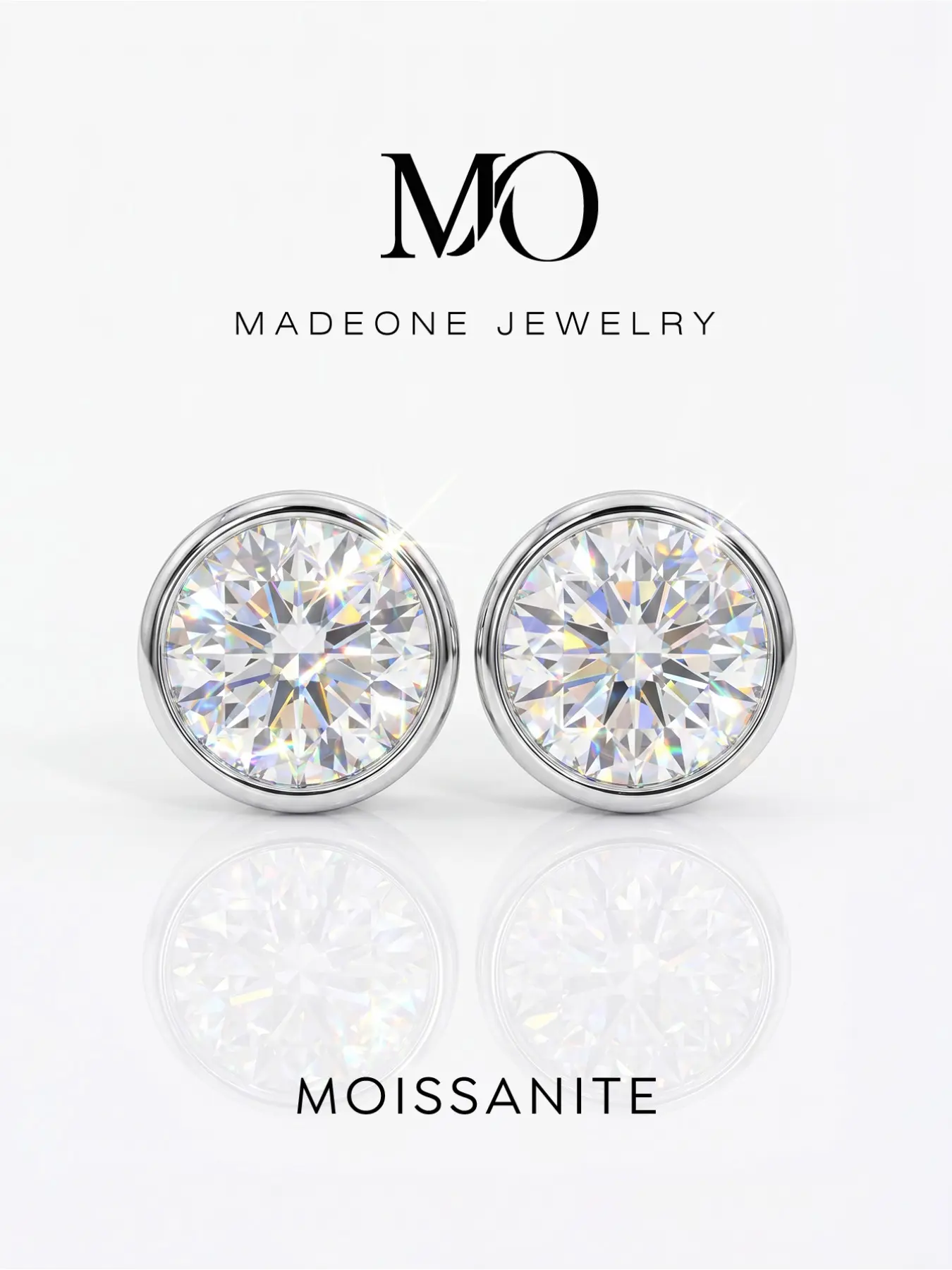 0.5ct & 1ct Moissanite Copper Bezel Set Stud Earrings for Ladies, Timeless Round Brilliant‑Cut Moissanite, Practical Butterfly Ear Back, Gold & Silver Tone, Versatile Minimal Jewelry for Everyday Look and Holiday Gifts.