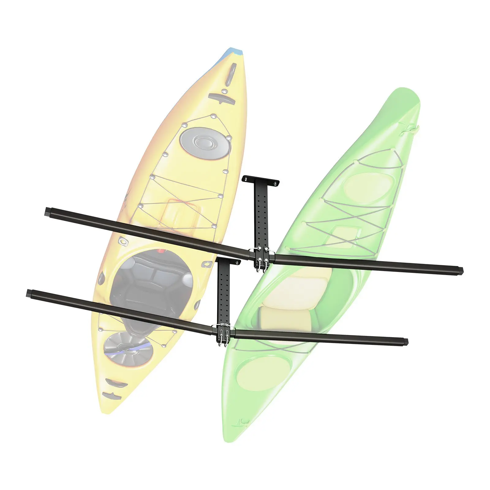 VEVOR Steel Kayak Storage Rack for 2 Kayaks, 250 lbs Capacity, Adjustable Width Garage Ceiling Mount Rack, Heavy Duty Overhead Hanger for Dock Use, Prevents Scratches (Fits Canoe, Ladder, SUP)