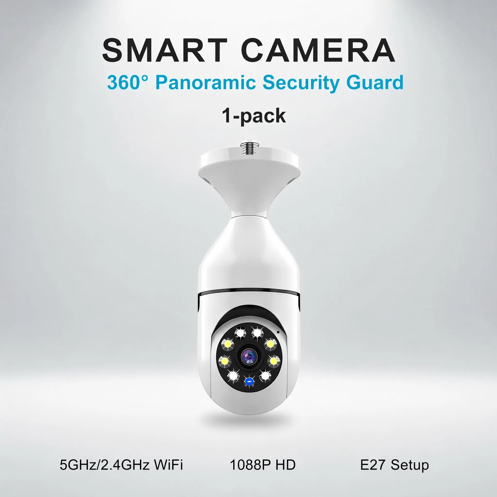 Light Bulb Security Camera Outdoor 2packs HD Wireless 5GHz/2.4GHz WiFi Home IP Cameras E27 360 Degree Panoramic,Motion Detection and Alarm,Two-Way Audio,Night Vision