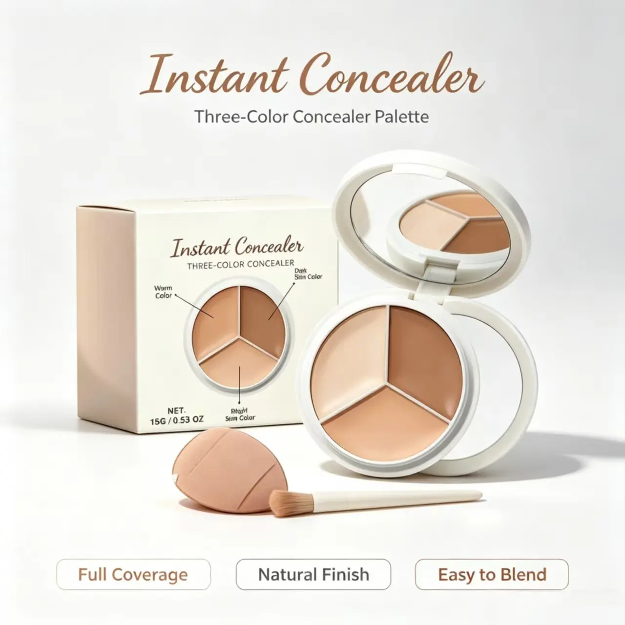 Water-Resistant Brightening Serum Concealer with SPF 50 - Buildable Natural Coverage, Blends to Flawless Faux Skin Tint, Conceals Dark Circles, Acne Scars, Pigmentation, Freckles, Evens Olive Complexion, Radiant Makeup, Blend, Spf 50 Shield