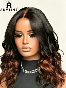 Anytime 13*4 Lace Front Wig, Gradient, Fashionable Large Waves, Romantic Instant Wear, No Glue, Medium-Length Hair, Ombre Wig