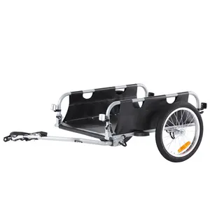 VEVOR Bike Cargo Trailer, 100 lbs Load Capacity, Heavy-Duty Bicycle Wagon Cart, Foldable Compact Storage Quick Release with Universal Hitch, 16" Wheels, Safe Reflectors, Fits 22"-28" Bike Wheels