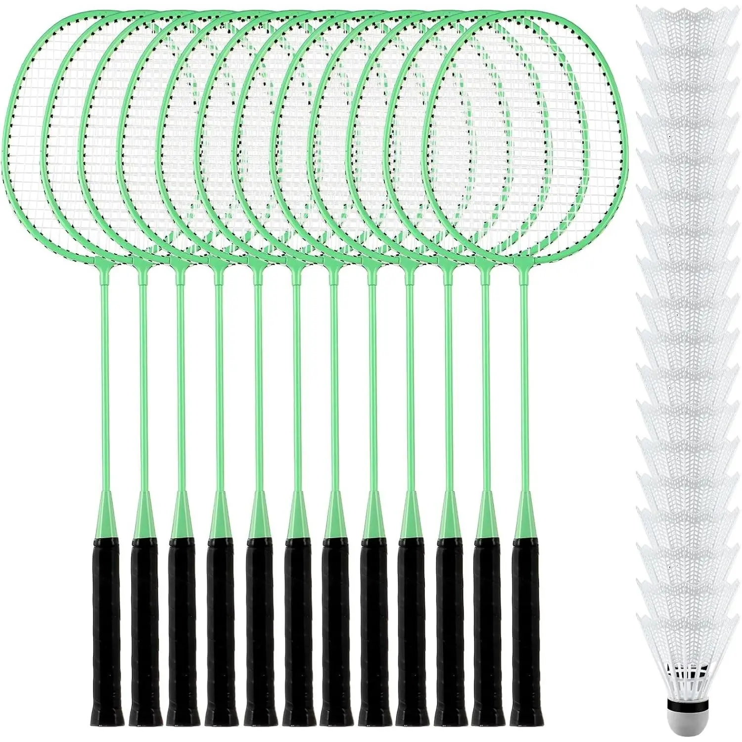 12 Pcs Badminton Rackets Bulk with 18 Nylon Badmintons Shuttle Set for Beginners Advanced Players for Backyard Gym Beach Outdoor