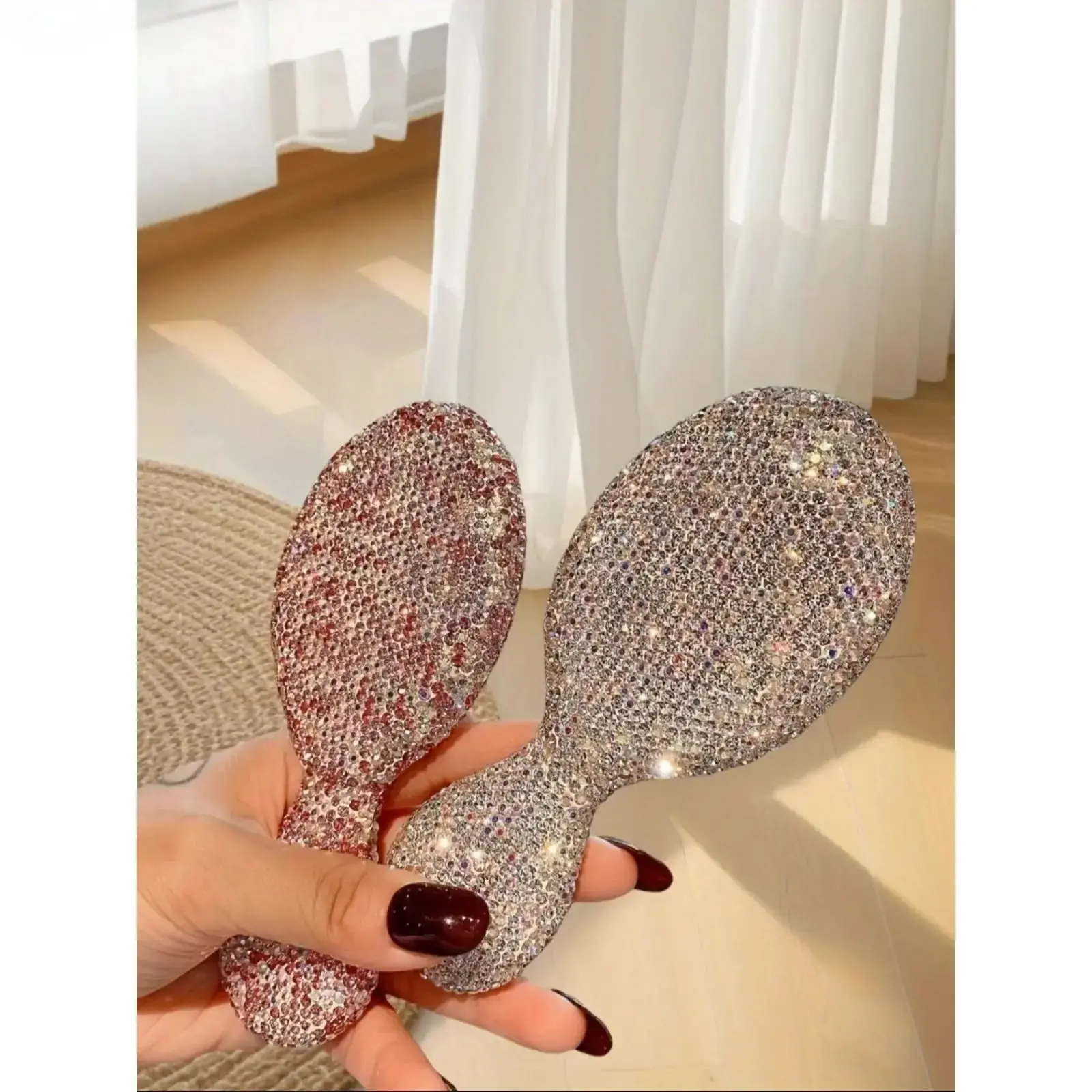 Luxury Rhinestone Hair Brush, Unisex Mini Travel Size Detangler with Air Cushion for Gentle Scalp Massage, Portable Sparkly Beauty Grooming Tool tiktokshopbacktoschool