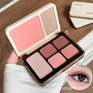 Versatile Kobeleen all-in-one makeup palette for natural facial shaping. Matte contour slims face, shimmer highlight brightens mid-face, soft blush whitens skin and neutral shadow reduces eye puffiness, must-have for beginners and beauty fans.