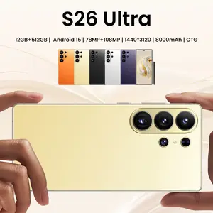 2026 Latest S26 Ultra 5G Android 15 Phone, 12GB+512GB, 6.99" HD Display, 78MP+108MP Dual Cam, 8000mAh, Face ID, Built-in Pen, Case & Screen Protector