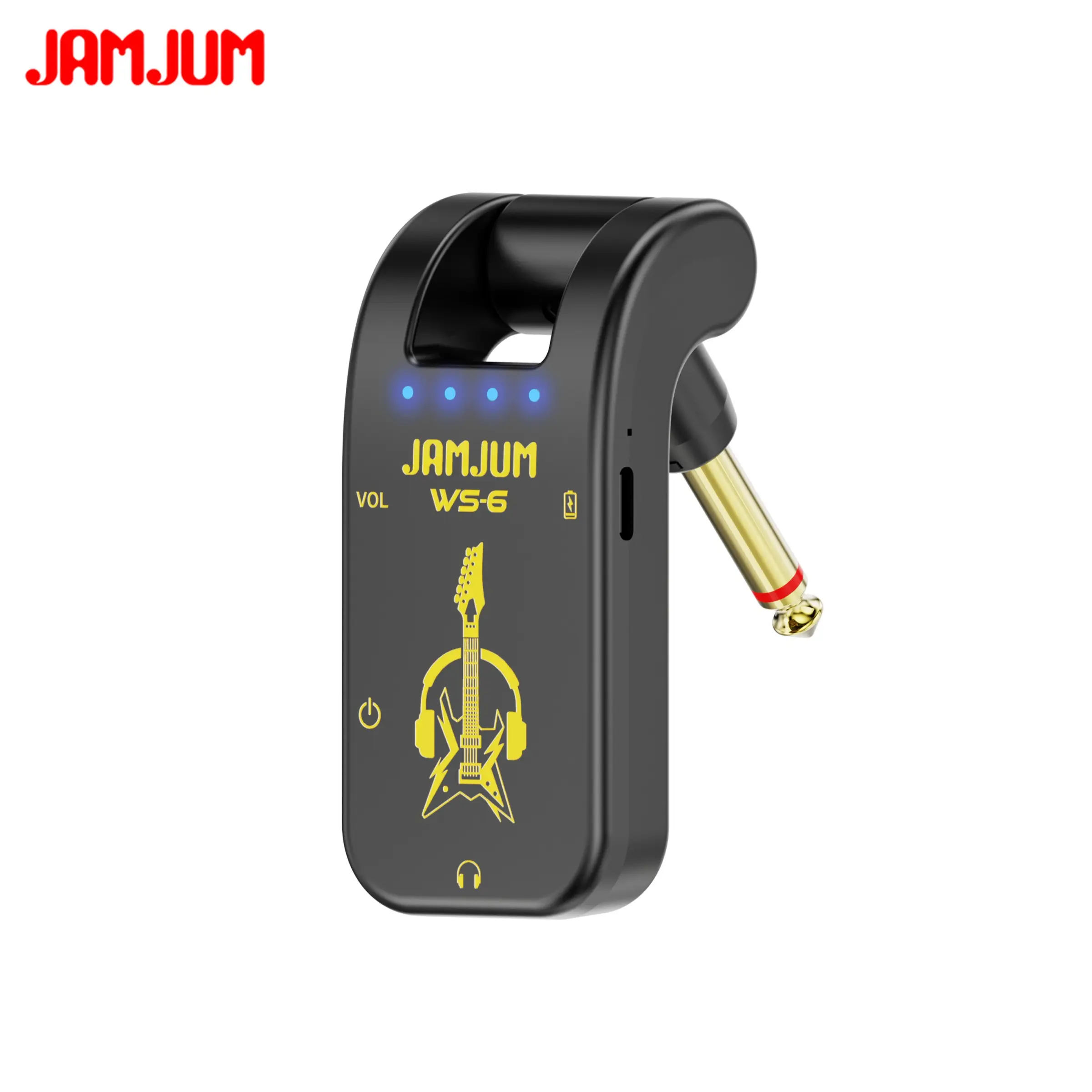JAMJUM Ws-6 Headphone Guitar Amplifier with 3.5 headphone Jack, Battery Level Display, Volume Control, Recording Function, High-Quality Sound, Audio Equipment