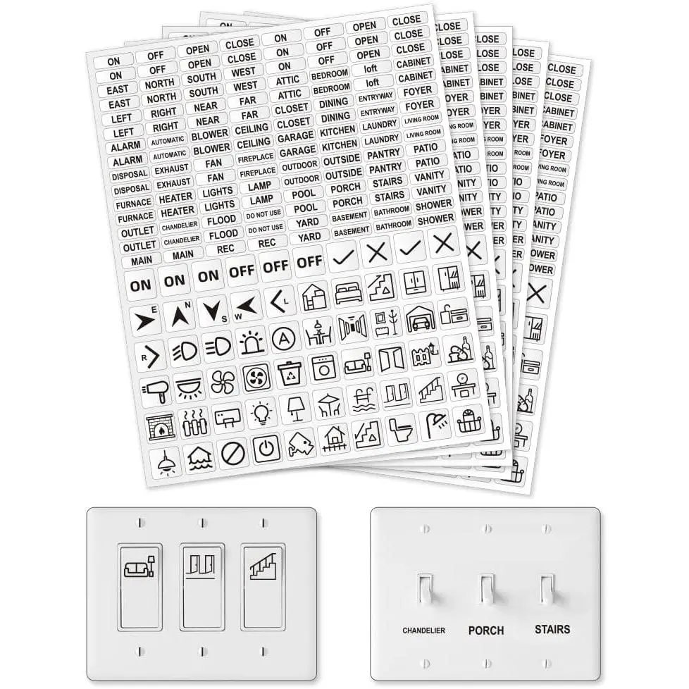 900 count Light  Sticker Labels, 2 Styles Transparent  ID Stickers Switchboard Label  for , Kitchen, Bathroom, Office School, 6x20mm and 15x15mm