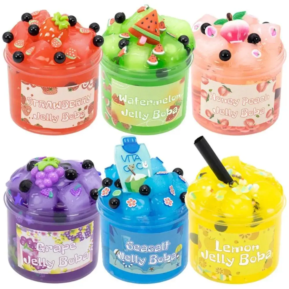 v5kaevixdio Soft 300ml/70ml Slime Kit Fruit Crunchy Stress Relief Crystal Slime Non-Sticky Glitter Clear Slime Party Favor Gifts