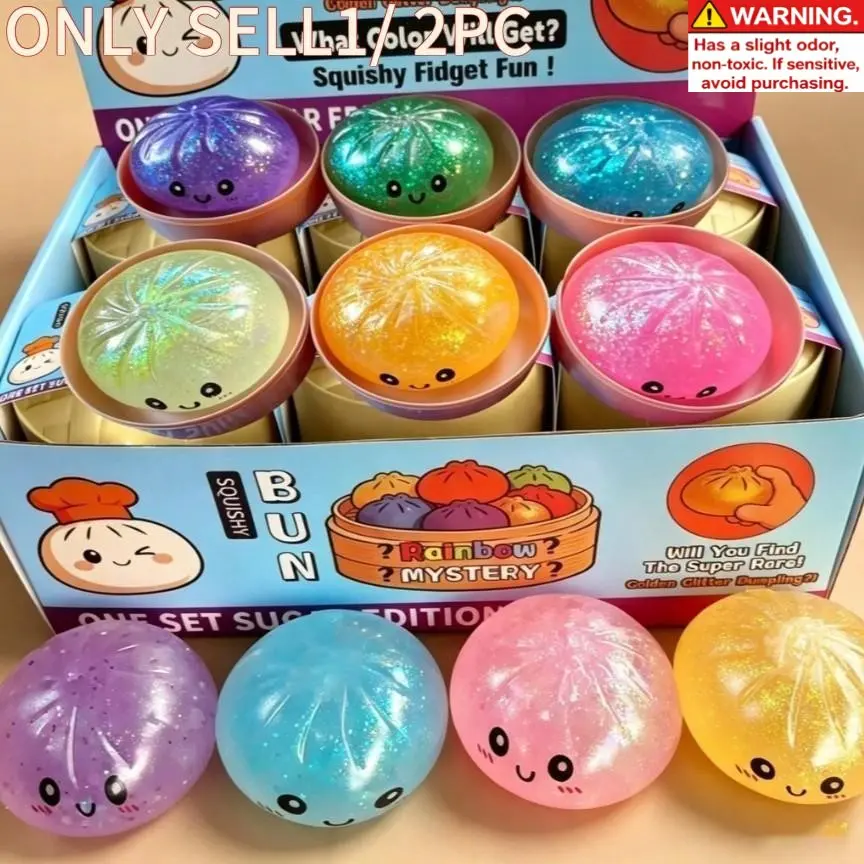 Colorful Shiny Baozi Slow Rebound Toy, Mini 2026 New Dumpling Slow Rebound Toy, 10 Random Colors, Squishy Fidget Stress Relief Toy for Kids