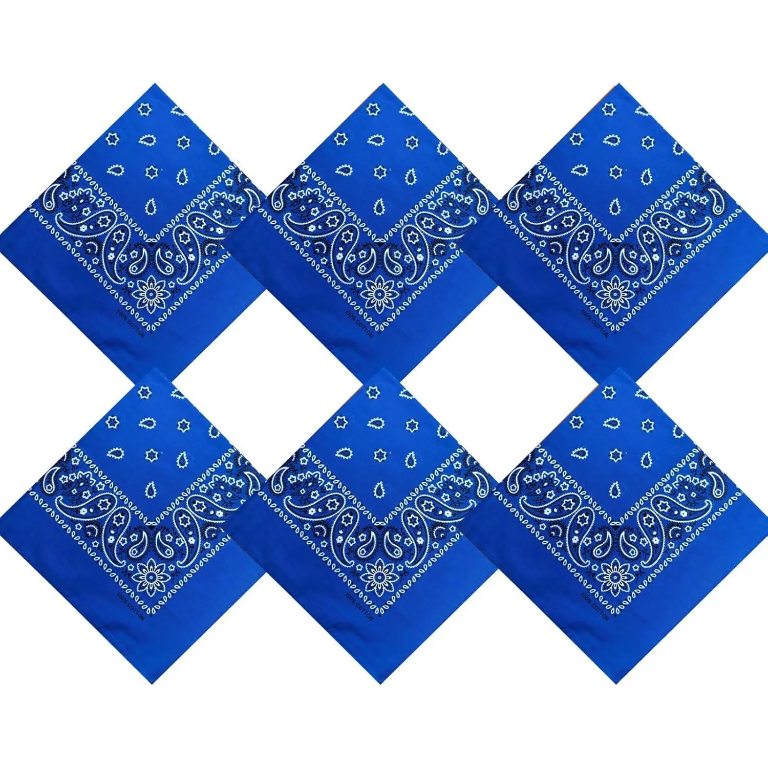 6 Pack Bandanas, 100% 60s Cotton Soft Paisley Bandannas 22"x22", Premium Reusable Handkerchiefs for Men Women