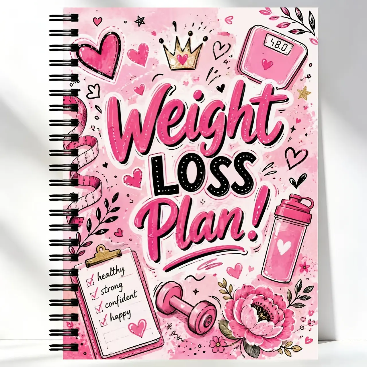 Weight Loss Plan Journal, 104 Pages Daily Fitness Tracker Notebook, Ideal for Weight, Diet & Workout Logging, Perfect for Health Enthusiasts, Wellness Journal