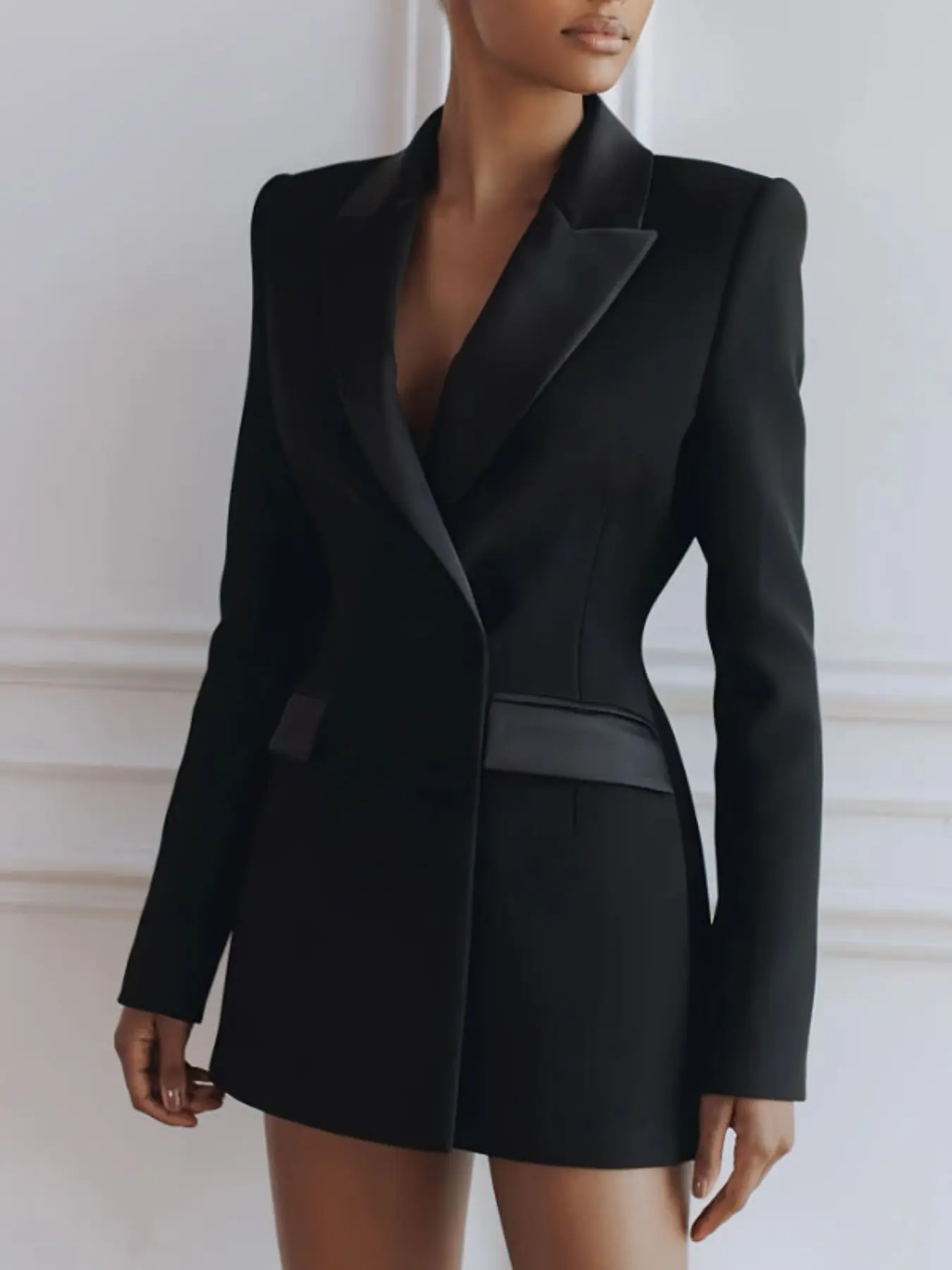 Elegant Patchwork Suit Dress, 3D Tailored Waist Design, Light Mature Style Suit Dress, High-End Fashion Women's Clothing, Chic, Formal