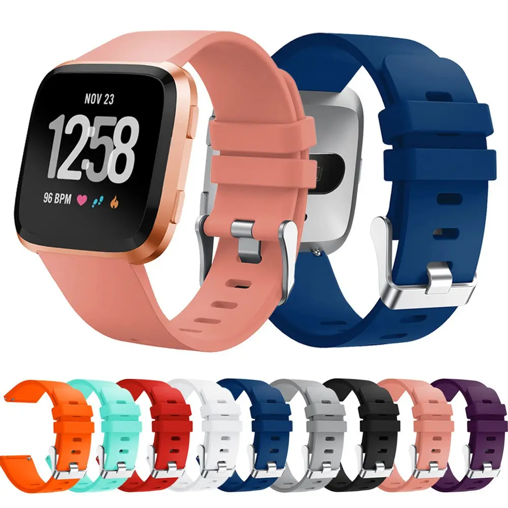 Soft Silicone Band for Fitbit Versa / Fitbit  Versa 2 / Versa Lite Breathable Watch Strap High Quality Lightweight Watch Strap White/Cyan/Orange/Red/Pink/Black/Gray/Blue/Purple Bands Rubber Watchband Replacement Accessory Watch Accessories Sport Wristband
