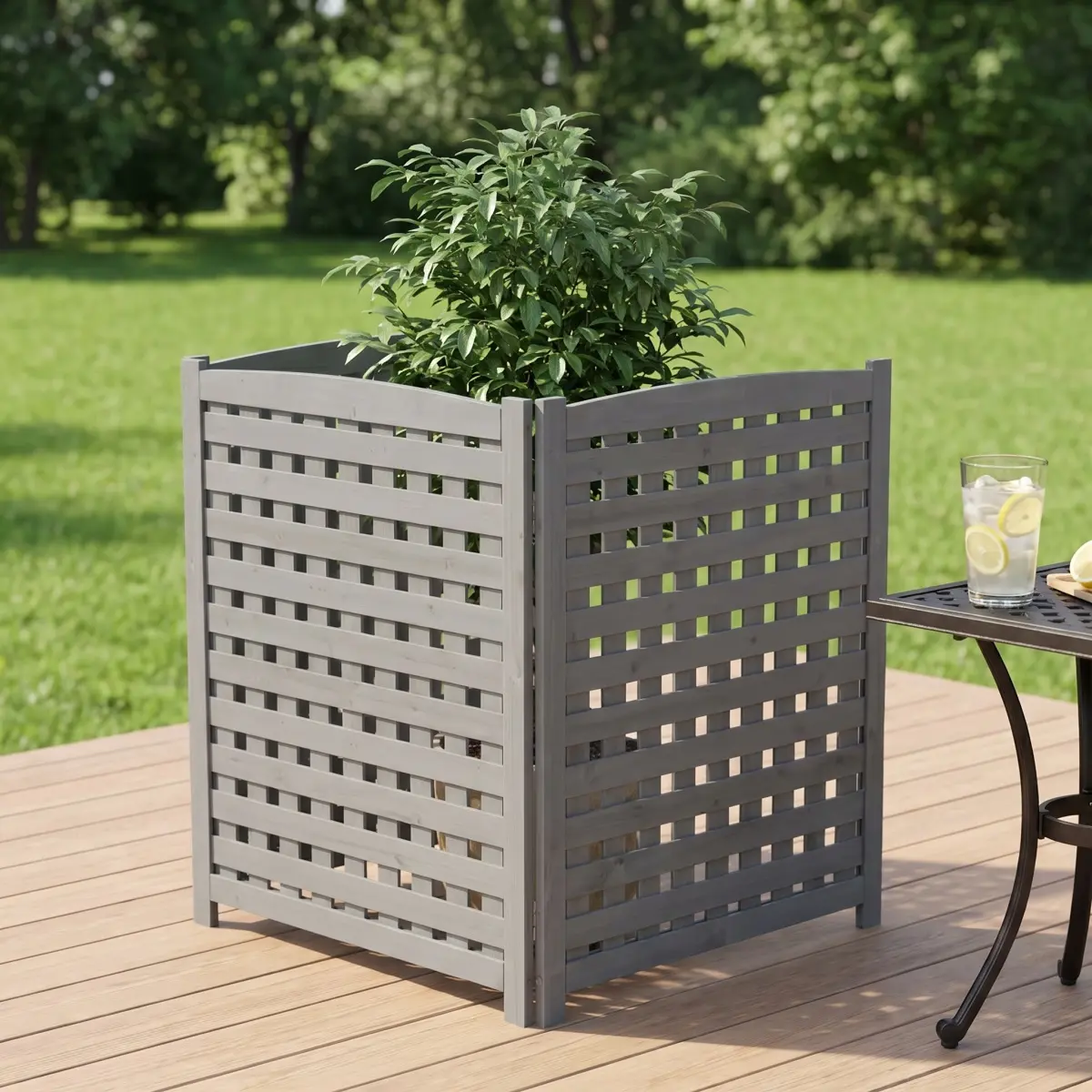 Premium Solid Wood 3-Panel Privacy Fence Panel, Freestanding Outdoor Landscape Decorative Fencing, 32" W x 38" H AC Unit Screening, Easy to Assemble
