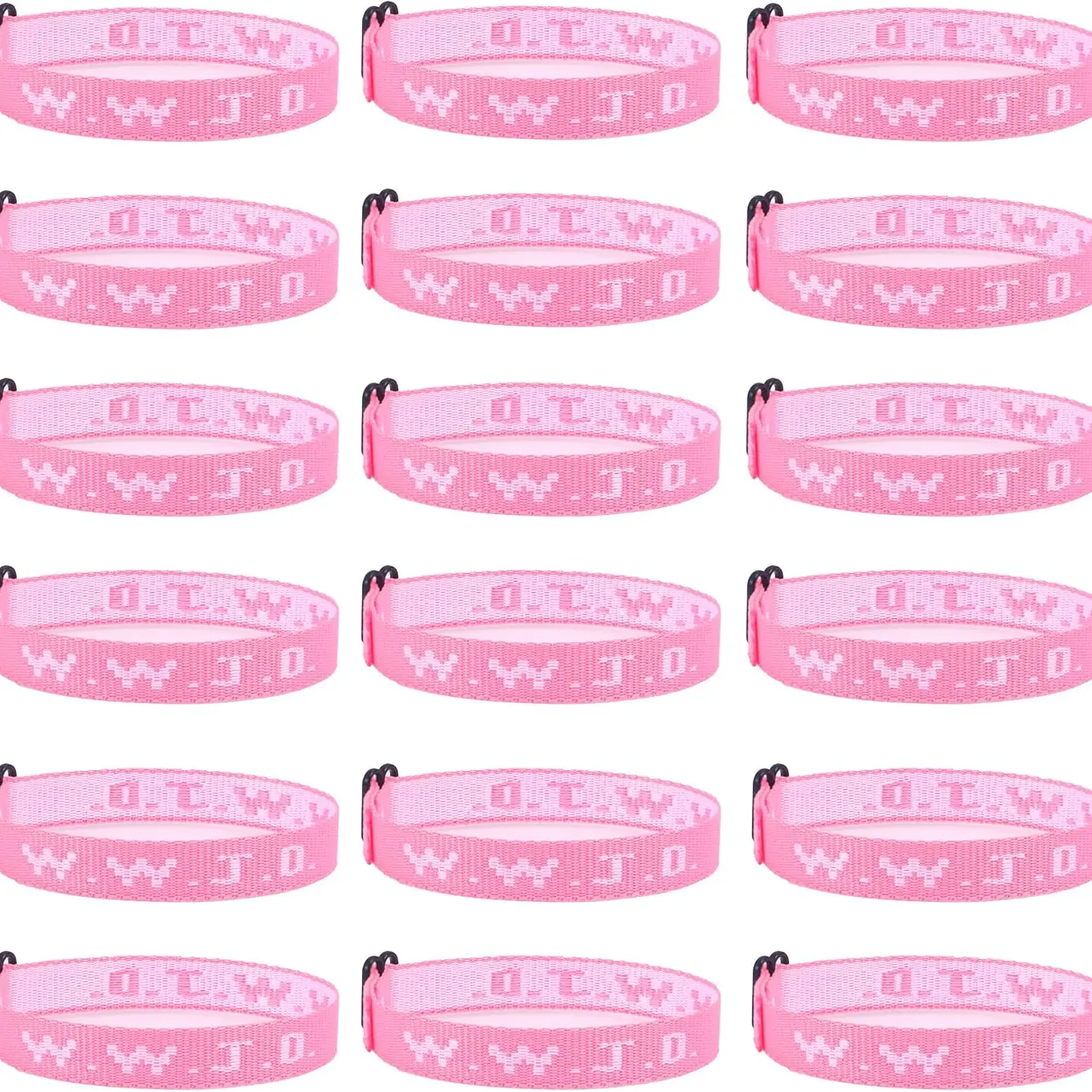 Unisex Religious WWJD Embroidery Bracelets (18 Pcs) - Casual Woven Polyester Wristbands, 9.8in Adjustable, Fading-Resistant, Pink Inspirational Church Events/Christmas Gift, 365-Day Guarantee (Note: Choking Hazard Small Parts), 9.8 In