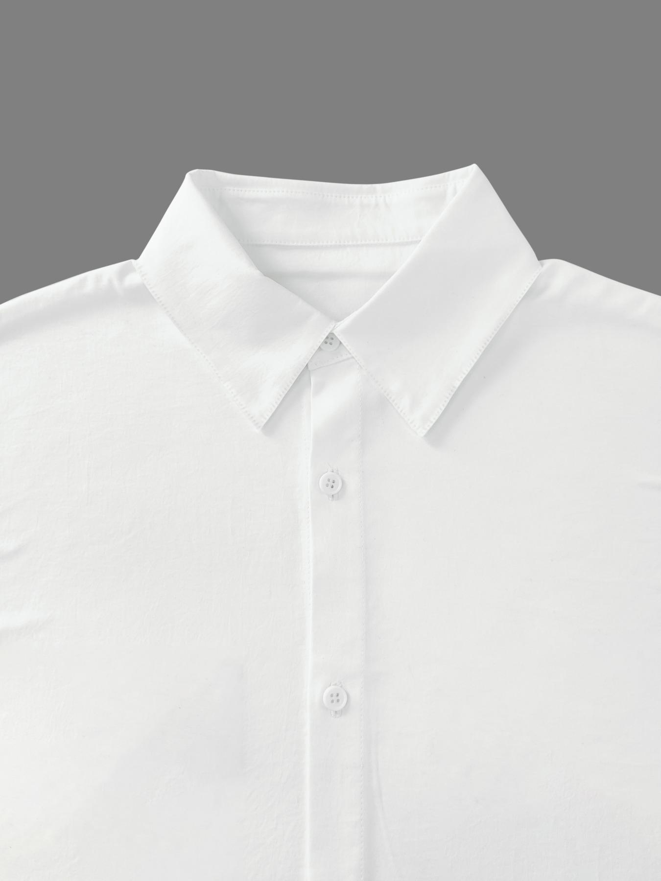 Men's Solid Button Front Shirt, Casual Fitted Shirt, Classic Casual Fashion Long Sleeve Collared Top for Daily Wear, Men's Clothes for All Seasons, Men's Clothing, Longsleeves, Fashionable Shirts