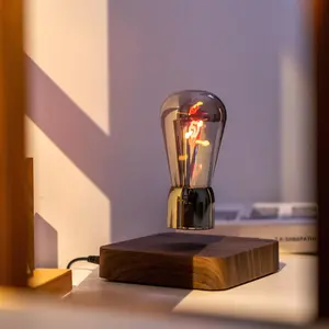 An Arrow Piercing a Floating Light Bulb?!Magnetic Levitation Desk Lamp, 360° Auto Rotation, Wireless LED Night Light for Home Office Decor