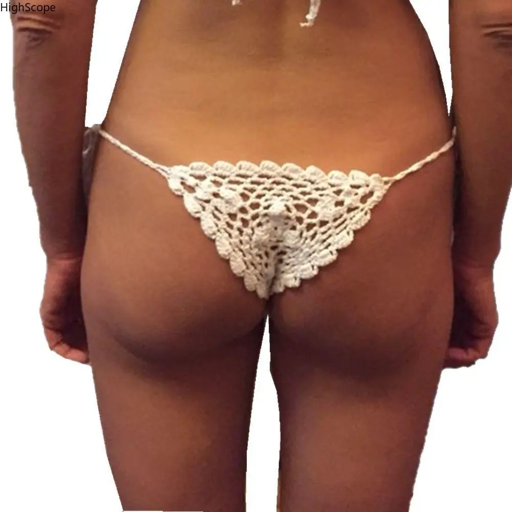 Women's Crochet Bikini Set, 2-Piece Handmade Boho Bathing Suit in Cotton with Triangle Top and Hollow Lace Pattern, Bathing Suits, Swimsuits Bikinis, Chic Swimsuit Set, Swimsuit For Women