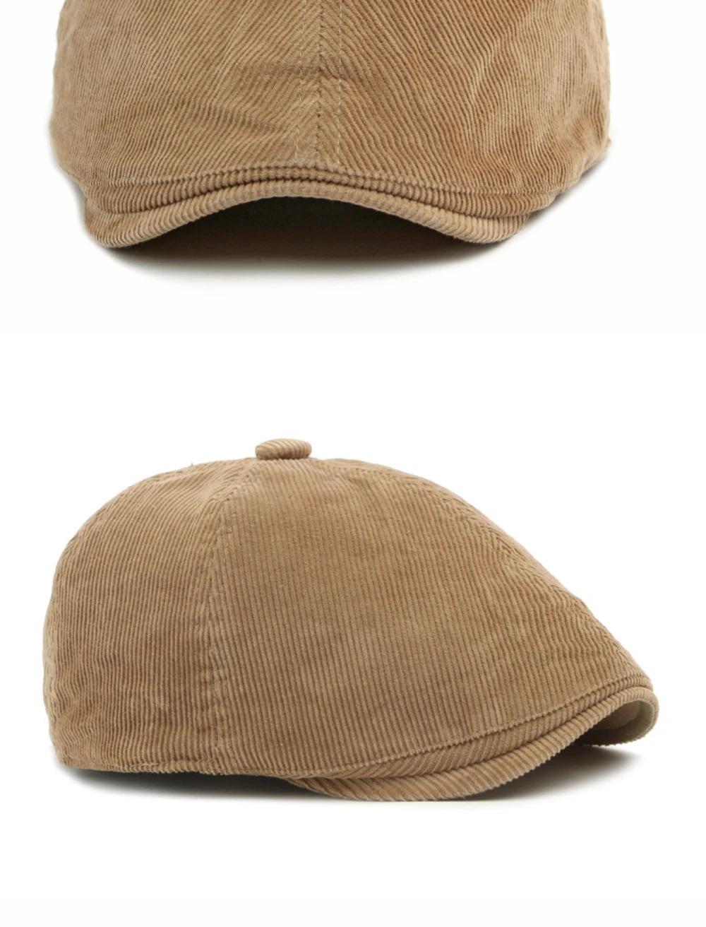 HT5051 Mens Berets Women Retro Artist Painter Beret Hat Spring Autumn Winter Flat Cap Male Female Corduroy Octagonal Beret Caps