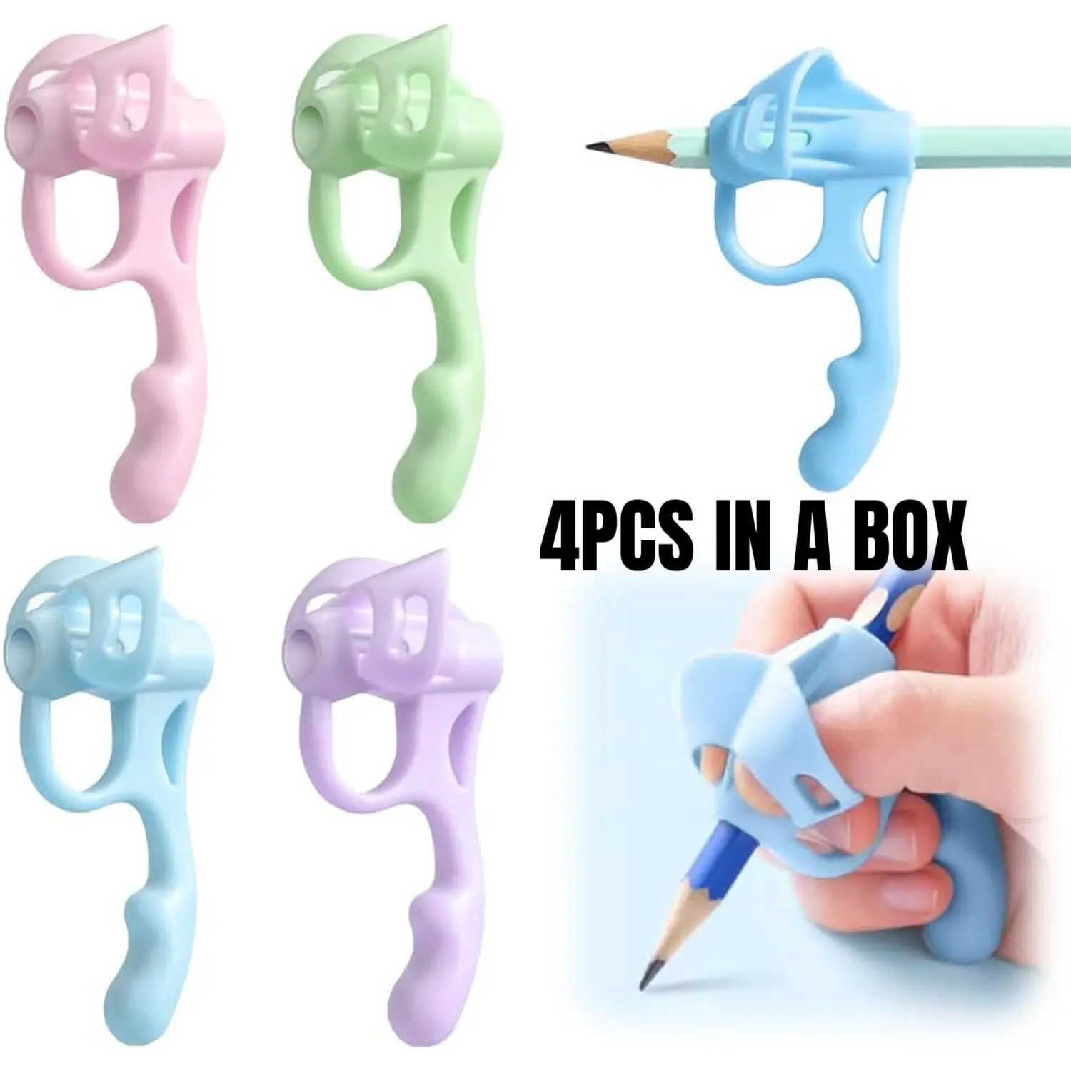 4PCS Pencil Grips for Kids Handwriting, 2025 Toddler Pencil Grip Pencil Holder for Kids, Ergonomic Pencil Grippers Holder for Kids, Writing Posture Correction with Cushion for Toddlers, Writing Aids, School Supplies, Office Supplies, Study Tool
