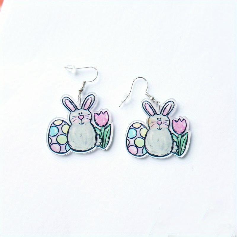 Cartoon Acrylic Easter Dangle Earrings Cute Rabbit Egg Carrot Truck Design for Women Girls Spring Holiday Jewelry