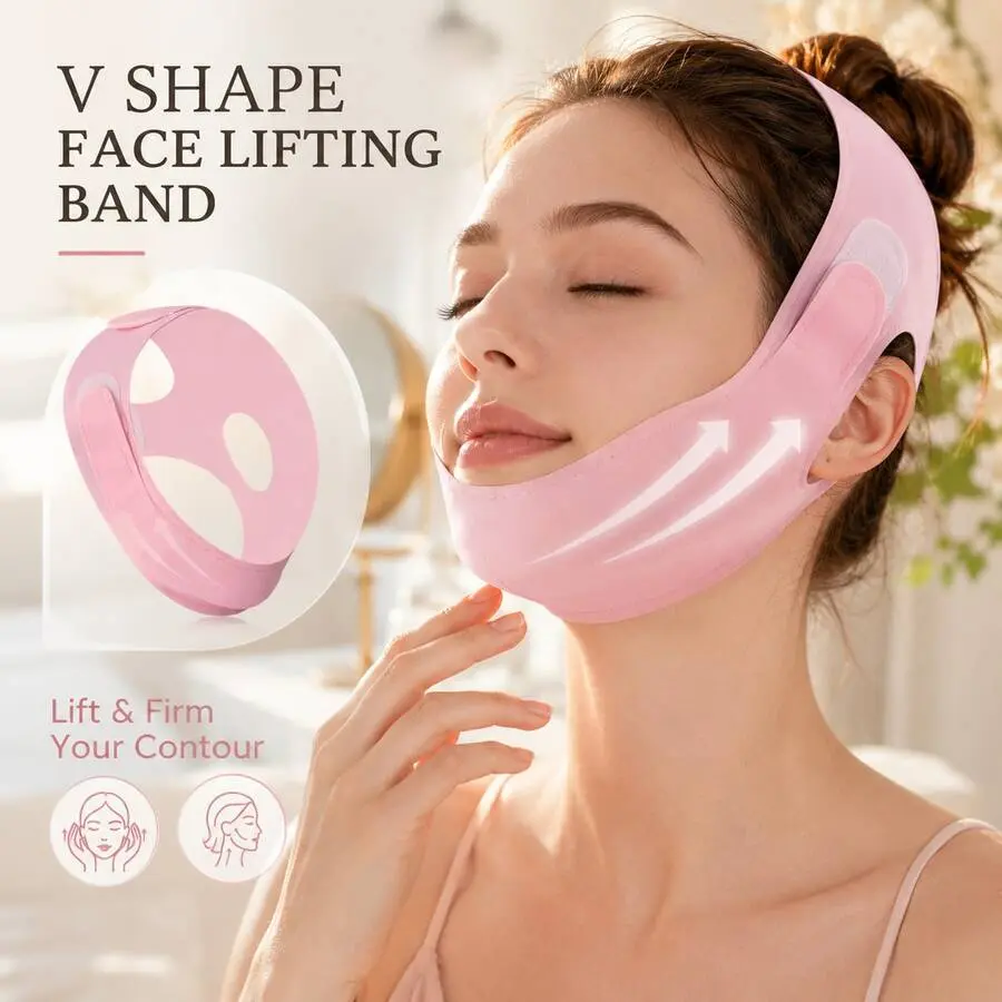 1pcs/2pcsDouble Chin Reducer V Line Lifting Mask Jawline Shaper Chin Strap Sleeping Prevent Sagging Skin Friendly Breathable Cooling Fabric 1pcs