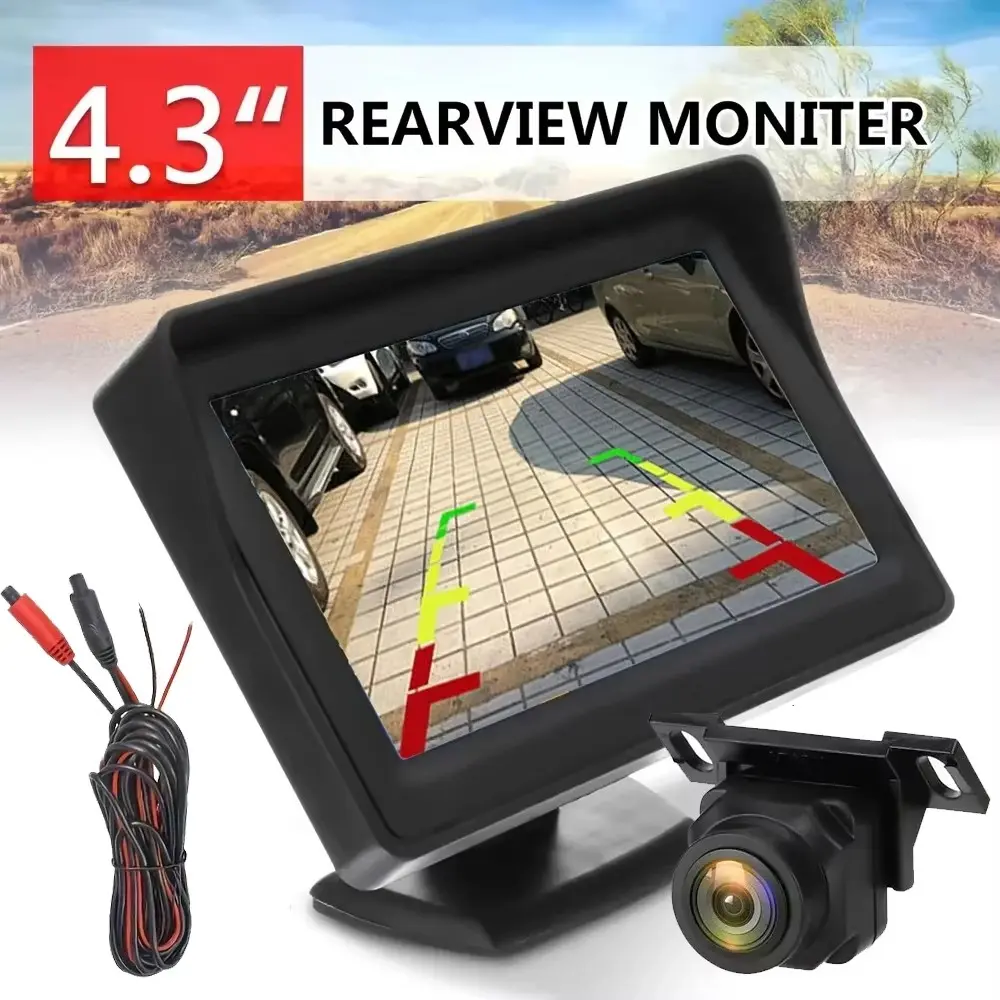 Bileeko 4.3 Inch Reverse Camera Kit with HD Monitor, Rearview Camera, Universal Parking Assistance for Cars, Trucks, Rvs & Vans, Eliminate Blind Spots