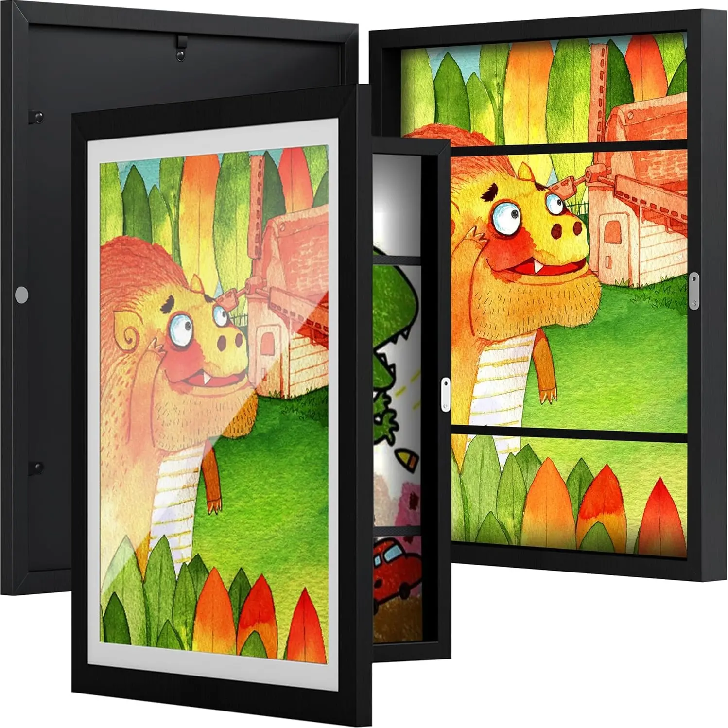Kids Artwork Frame, Front-Opening Magnetic Display and Storage Frame, Large Capacity Kids Art Collection Photo Frame, Baby Growth Memory Frame, Family Memory Collection Wall Hanging Vertical Frame for Office Display, Magnetic Photo Frames