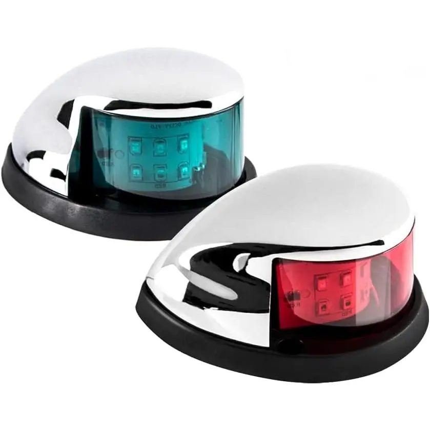 Boat Navigation Light Red and Green LED Marine Navigation Boat Bow Light for Pontoon and Small Boat (Silver)