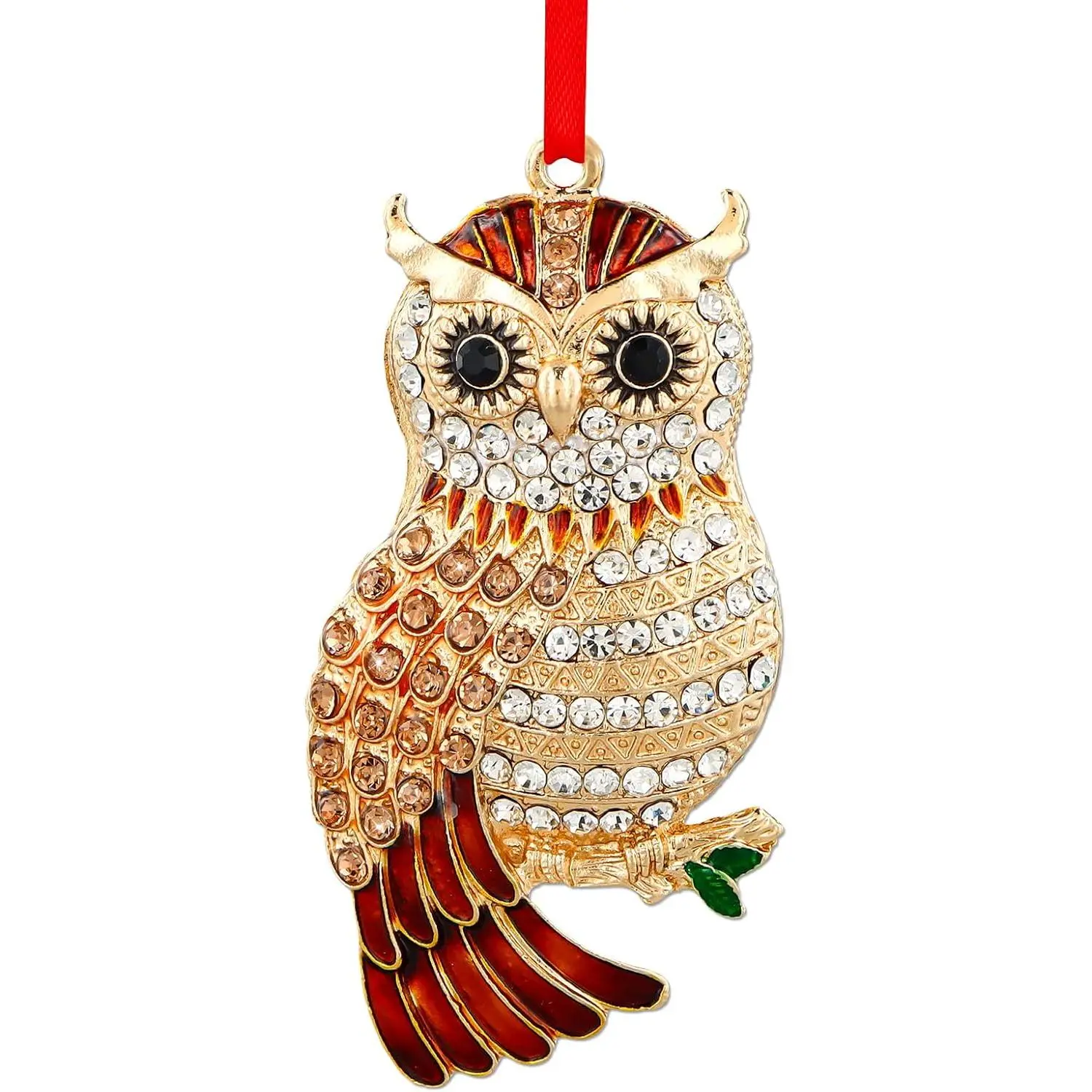 Owl Christmas Ornaments - 3.15‘’x1.5'' Metal Brown Owls Ornaments for Christmas Tree Decoration Owls Decor Gifts for Women Girls Mom Sisters  Owl Lovers