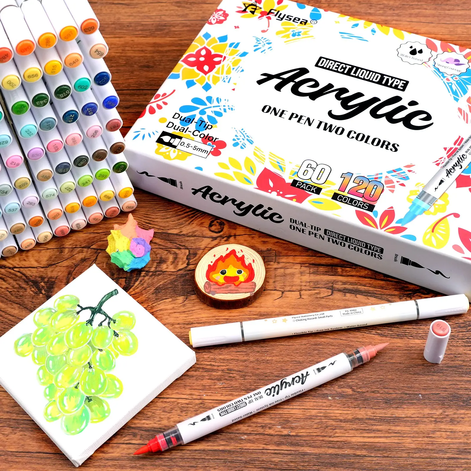 24-168 Color Dual-Tip Acrylic Markers, Water-Based Soft Tip, DIY Art Supplies, Festival Drawing, Suitable for Various Materials