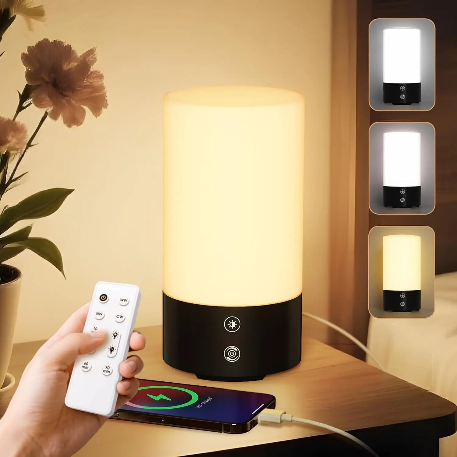 UV-Free 10000 Lux Light Therapy Sun Lamp - 3 Color Temperatures, 4 Brightness Levels, Timer, Remote Control, for Home Use, Office, Shift Workers