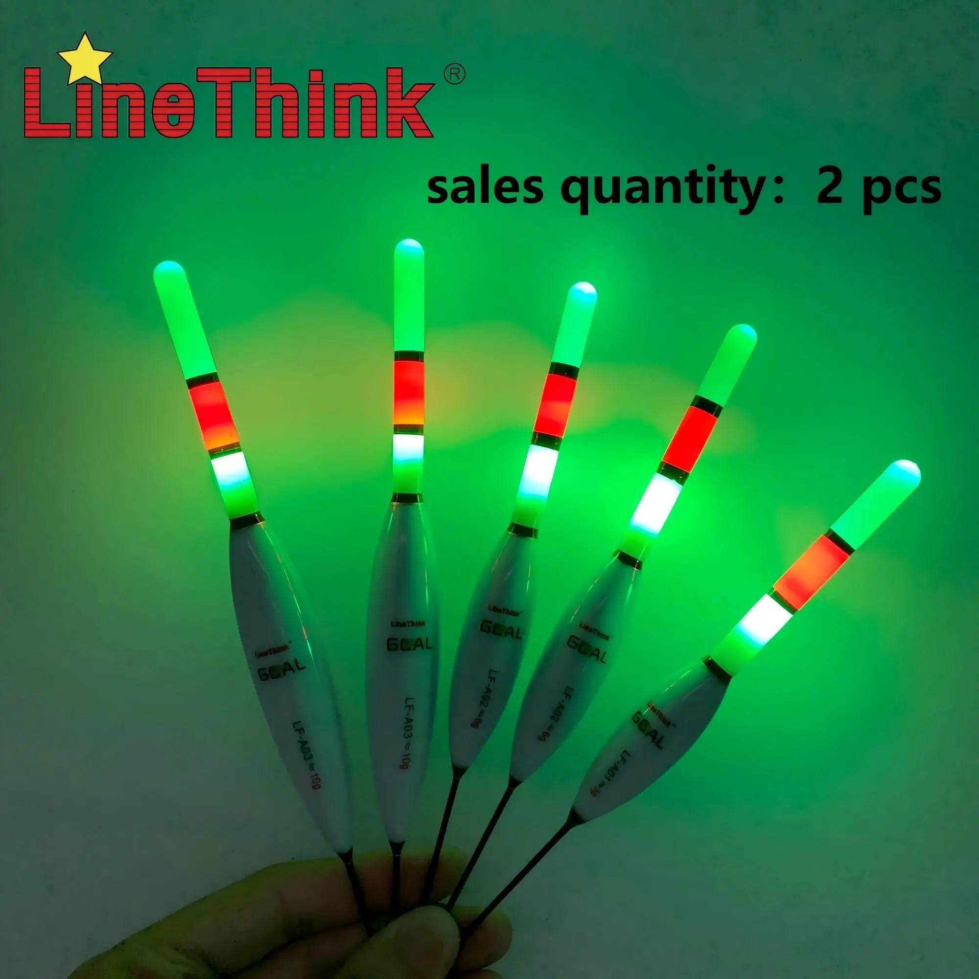 LineThink GAOL 2PCS Luminous Fishing Floats, LED Electronic Bobbers with 2PCS CR-425 Batteries, High Buoyancy Night Fishing Floats, Fishing Tackle Accessories, Fishing Equipment, Outdoor Fishing Supplies, Fishing Gear Supplies