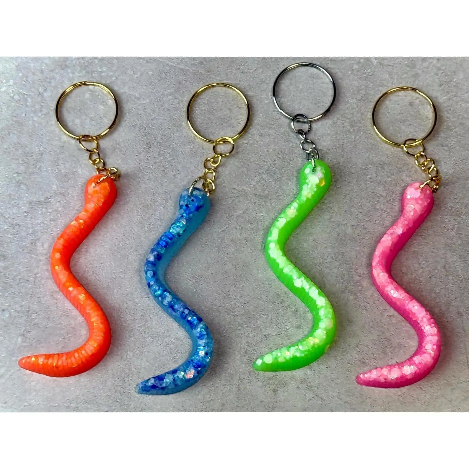 Glow in the Dark Gummy Worm  Keychain Fidget | Sensory Backpack Charm