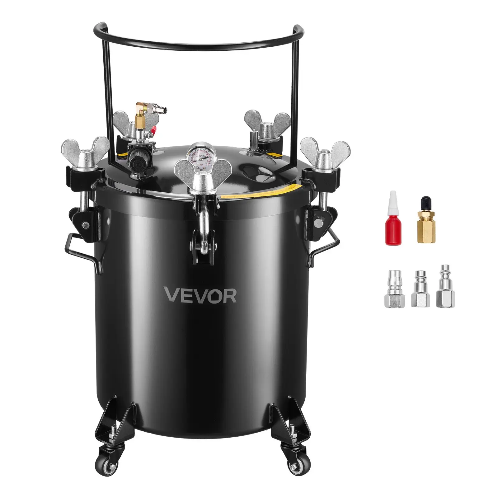 VEVOR Pressure Pot Tank, 10.6 Gal/40 L Heavy Duty Steel Air Tool Pressure Pot, Pressures Pots with Three Quick-Connect Couplers for Home Use, DIY, Art Creations, Large-Diameter Tank
