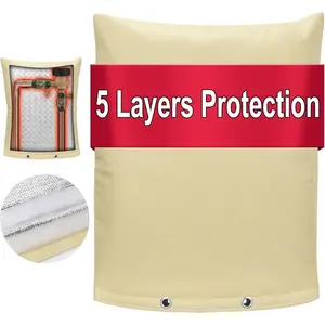 Backflow Preventer Cover Insulated Pouch, Sprinkler Covers with Aluminum Foil for Outside Pressure Vacuum Breaker Winter Water Well Pump Covers Insulated Backflow Cover Pipe Cover (16" Wx20 H, Beige)