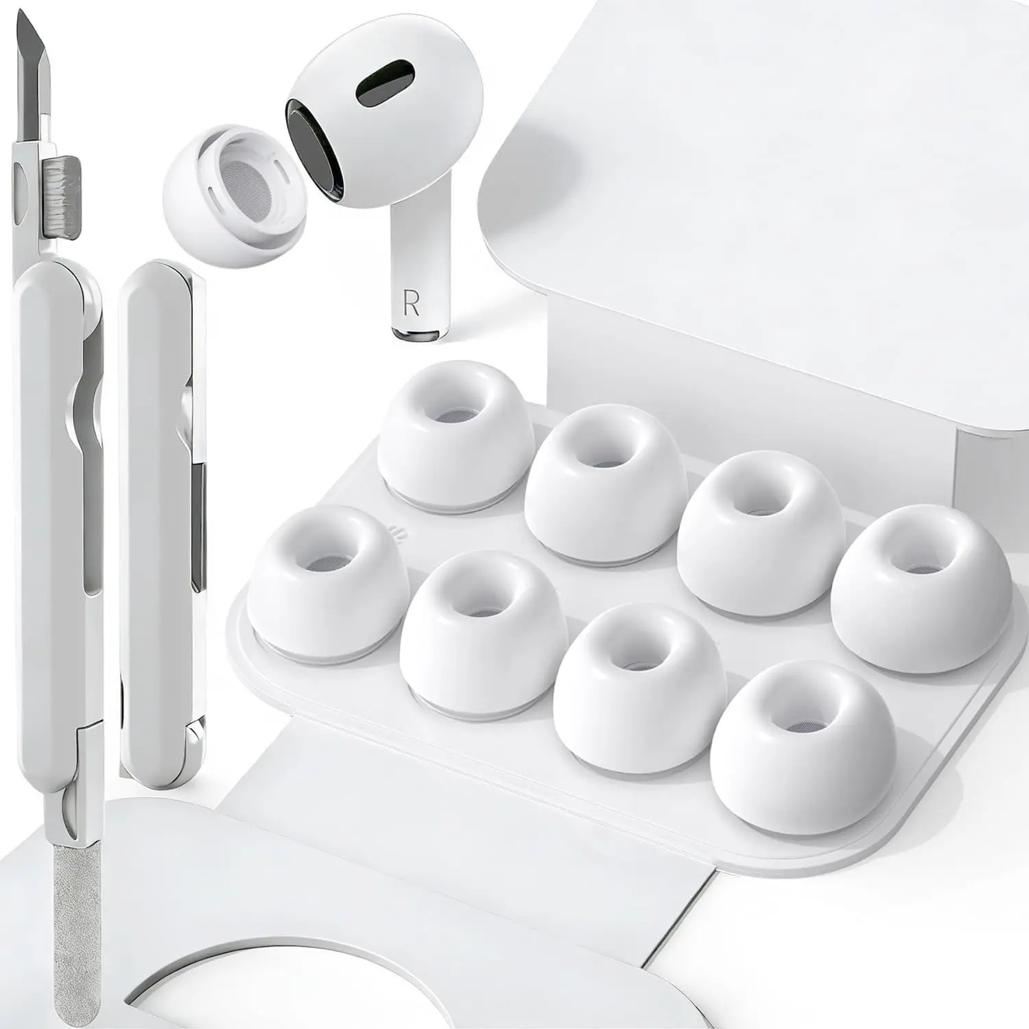 Pro Replacement Set, Noise-Canceling Design, Portable Storage Box, Comfortable Fit, Soft Ear Tips, Travel Essential, Compatible with AirPods Pro