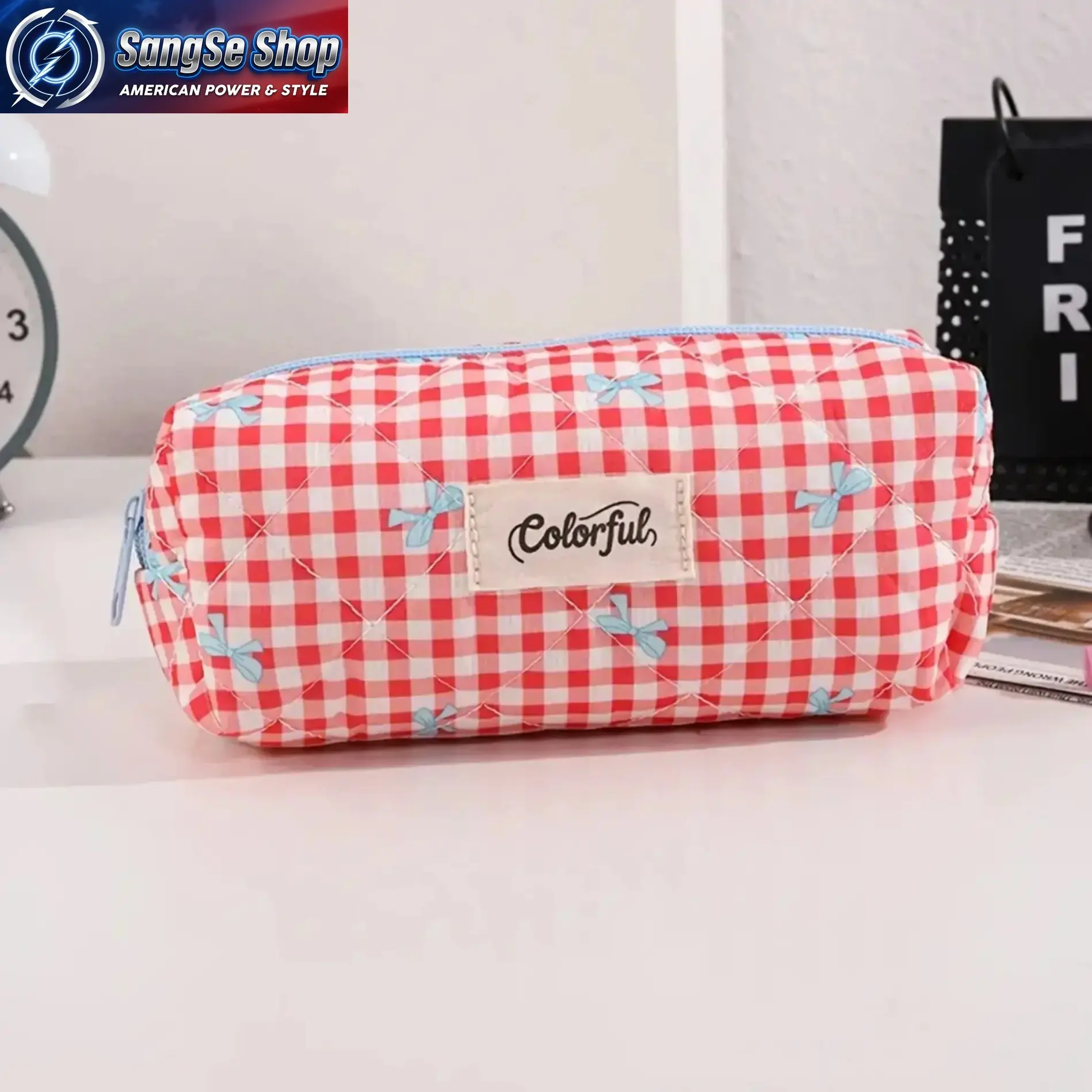Retro Gradient Plaid Pencil Pouch for Girls, Large Capacity Stationery Organizer with Bow for Back-to-School, Back To School Shopping, Bow Decor, Cute, Bow Accents