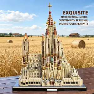 10045PCS Barcelona Sagrada Familia Building Blocks World Famous Landmark Church Gauss Design City Architecture Model Construction Bricks Adalbert Church Modular Scene Decorations Assembly Set Display Collectible Gifts Construction Stacking Blocks