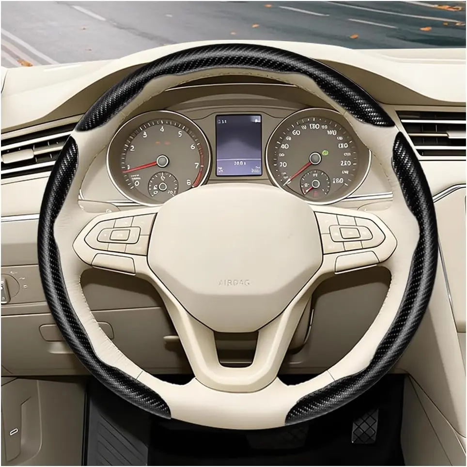 3 count Carbon Fiber  Steering Wheel Cover, Anti-Skid Segmented Butterfly Automotive Wheel Protector,  Interior Steering Wrap Grip Cover Accessories,  Fit (Black)