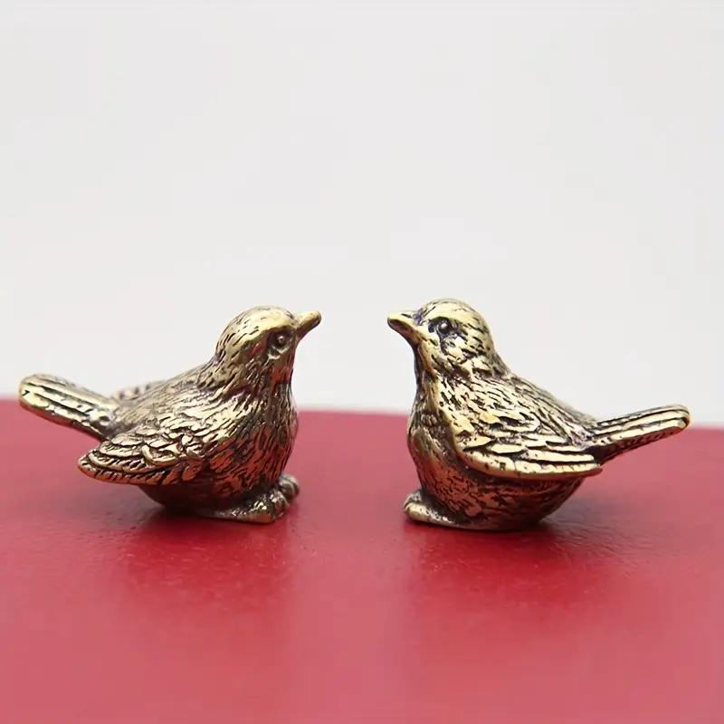 Solid Brass Sparrow Figurine Exquisitely Detailed Bird Craft Vintage Tea Pet Ornament Suitable For Indoor And Outdoor Display Ideal Decor For Tea Table Home And Office With Classic Metal Artistry